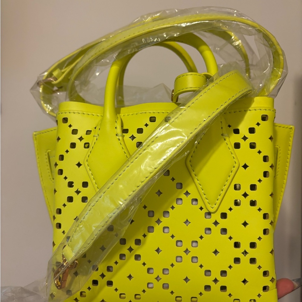 MCM Yellow Mini Bag with Geometric Perforations - Picture 7 of 10